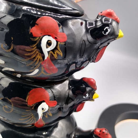 Stacking Redware Chicken Teapot Set Cream Sugar - Picture 10 of 16